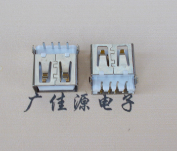 防城港USB母座接口 AF90度沉板1.9引脚4P插件白胶芯直边