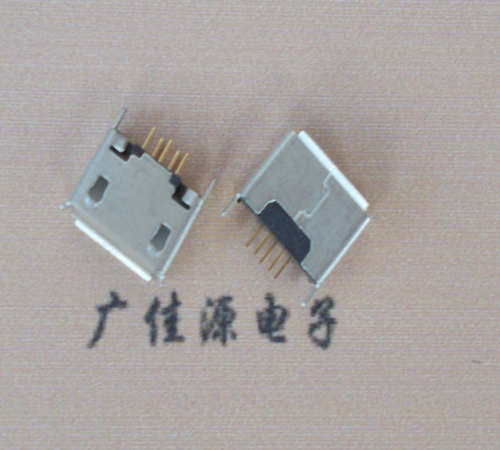 防城港Micro usb立插180度 5p针加长2.0mm卷边雾锡