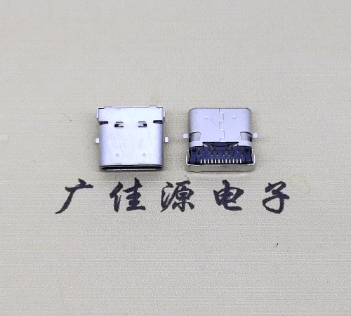 防城港type c24p板上双壳连接器接口 DIP+SMT L=10.0脚长1.6母头
